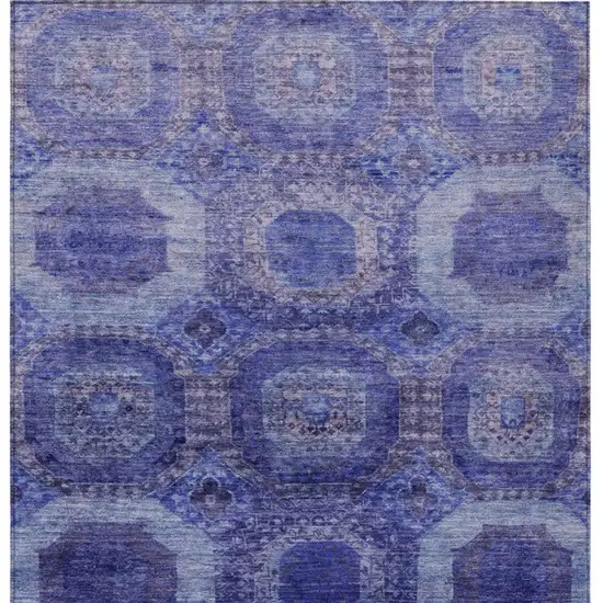 Purple And Beige Medallion Washable Indoor Outdoor Area Rug Photo 4