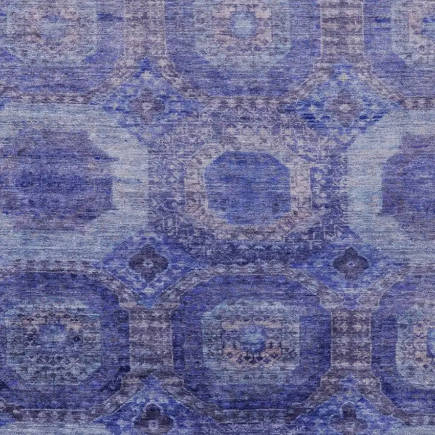 Purple And Beige Medallion Washable Indoor Outdoor Area Rug Photo 3