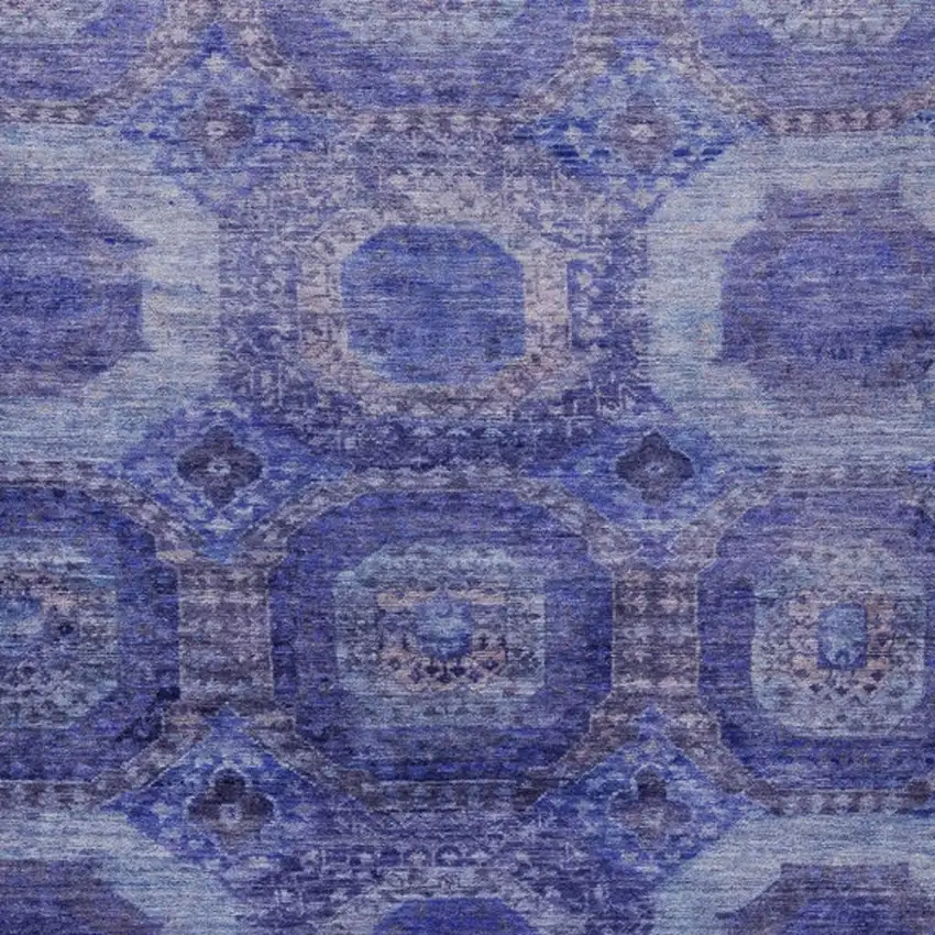 Purple And Beige Medallion Washable Indoor Outdoor Area Rug Photo 3