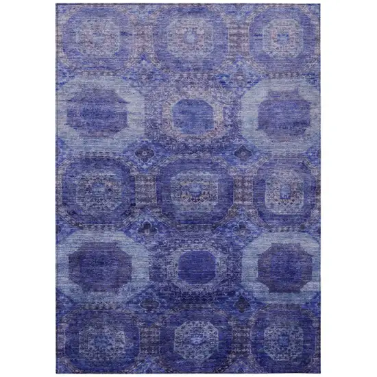 Purple And Beige Medallion Washable Indoor Outdoor Area Rug Photo 1