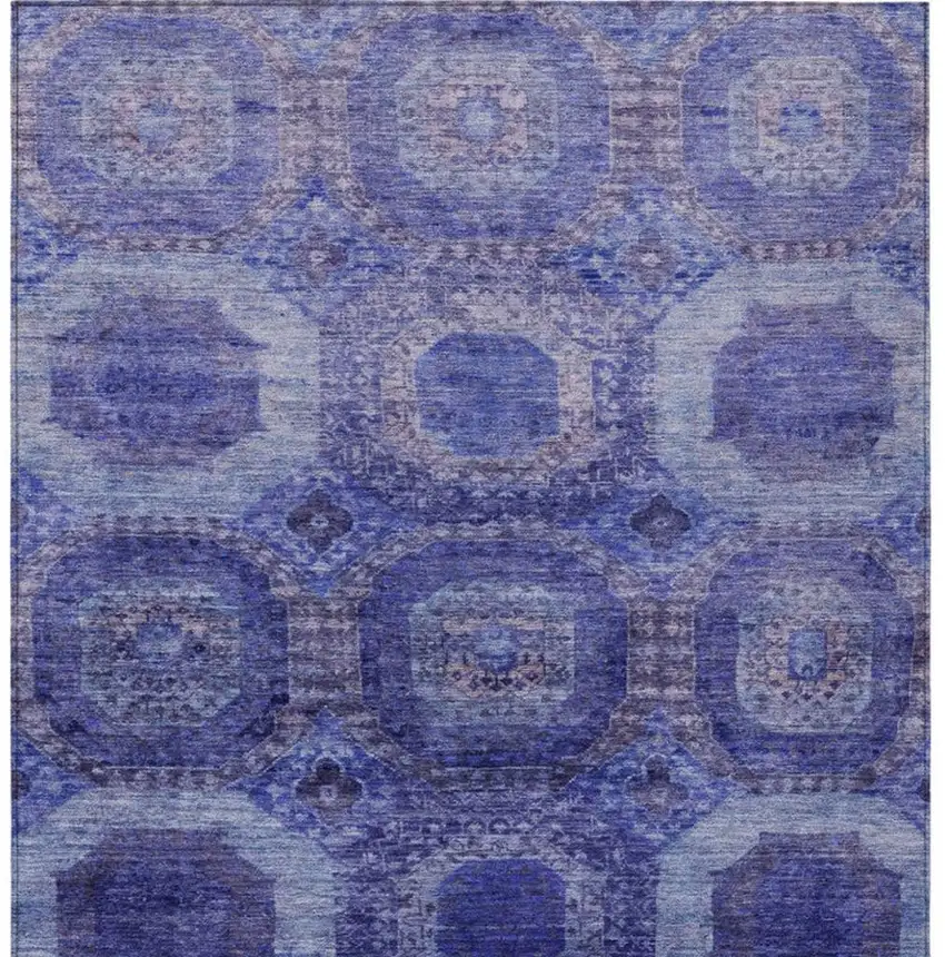 Purple And Beige Medallion Washable Indoor Outdoor Area Rug Photo 4