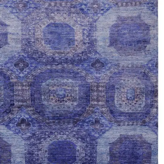 Purple And Beige Medallion Washable Indoor Outdoor Area Rug Photo 3