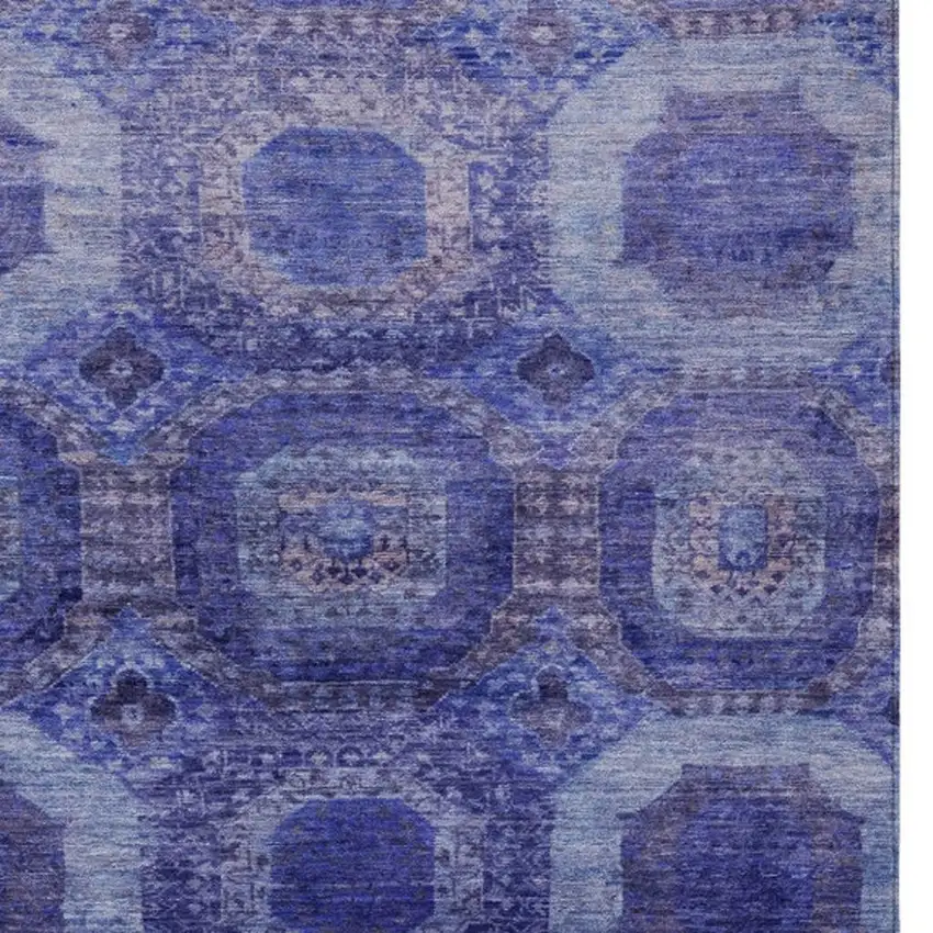 Purple And Beige Medallion Washable Indoor Outdoor Area Rug Photo 3