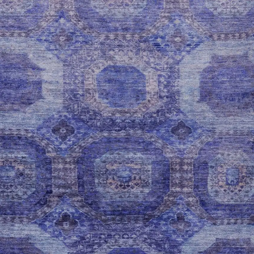 Purple And Beige Medallion Washable Indoor Outdoor Area Rug Photo 4