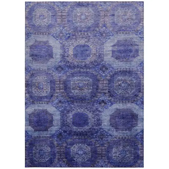 Purple And Beige Medallion Washable Indoor Outdoor Area Rug Photo 3