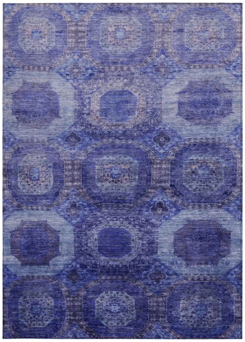 Purple And Beige Medallion Washable Indoor Outdoor Area Rug Photo 3