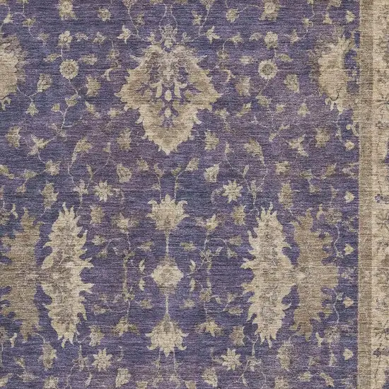 Purple And Beige Oriental Washable Area Rug With UV Protection Photo 2