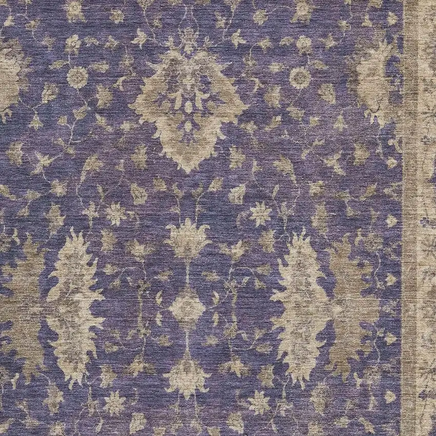 Purple And Beige Oriental Washable Area Rug With UV Protection Photo 2