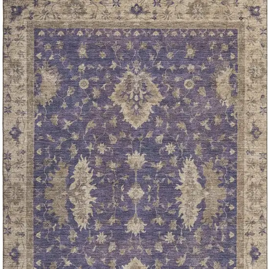 Purple And Beige Oriental Washable Area Rug With UV Protection Photo 3