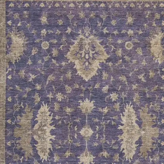 Purple And Beige Oriental Washable Area Rug With UV Protection Photo 2