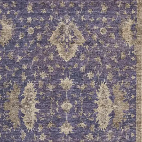 Purple And Beige Oriental Washable Area Rug With UV Protection Photo 2