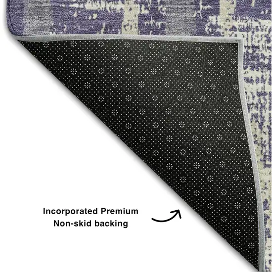 Purple And Beige Striped Washable Area Rug With UV Protection Photo 8