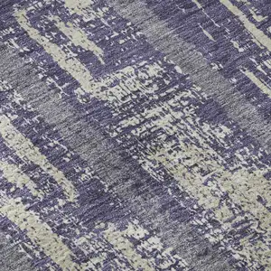 Photo of Purple And Beige Striped Washable Area Rug With UV Protection