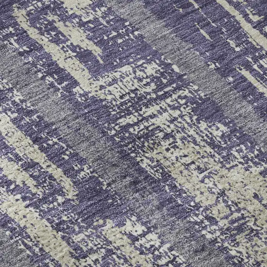 Purple And Beige Striped Washable Area Rug With UV Protection Photo 1