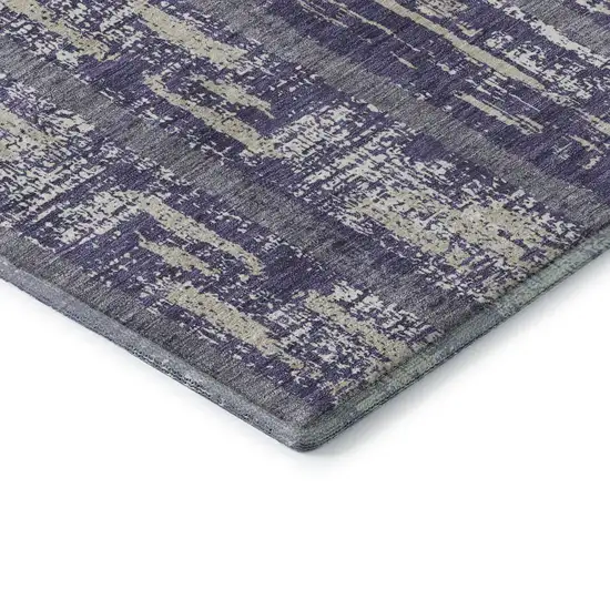 Purple And Beige Striped Washable Area Rug With UV Protection Photo 9