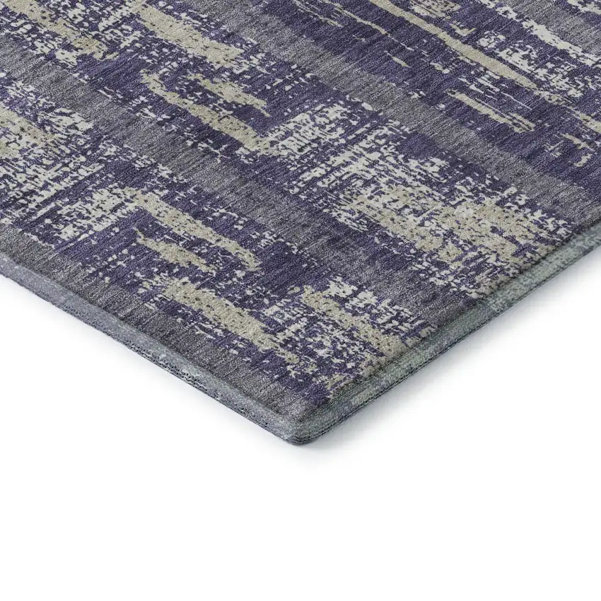 Purple And Beige Striped Washable Area Rug With UV Protection Photo 9