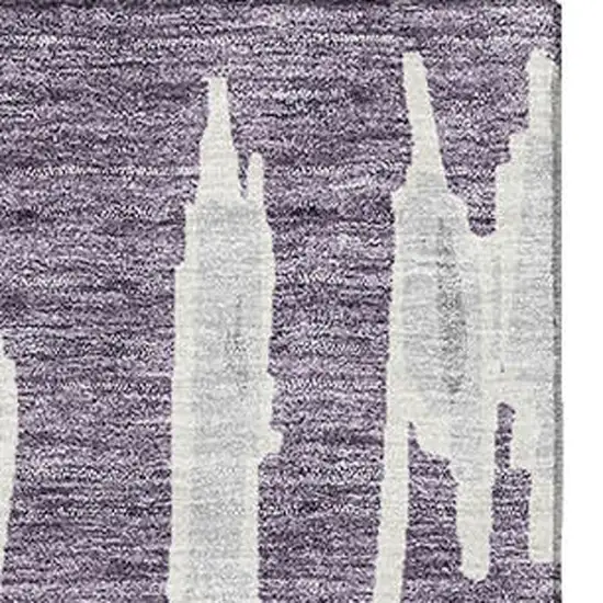 Purple And Beige Striped Washable Area Rug With UV Protection Photo 3