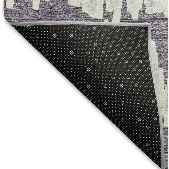 Purple And Beige Striped Washable Area Rug With UV Protection Photo 6