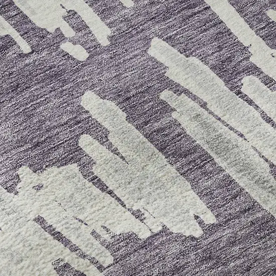Purple And Beige Striped Washable Area Rug With UV Protection Photo 9