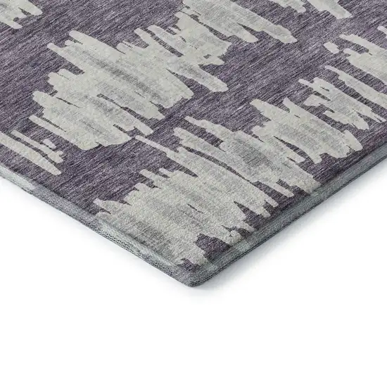 Purple And Beige Striped Washable Area Rug With UV Protection Photo 8