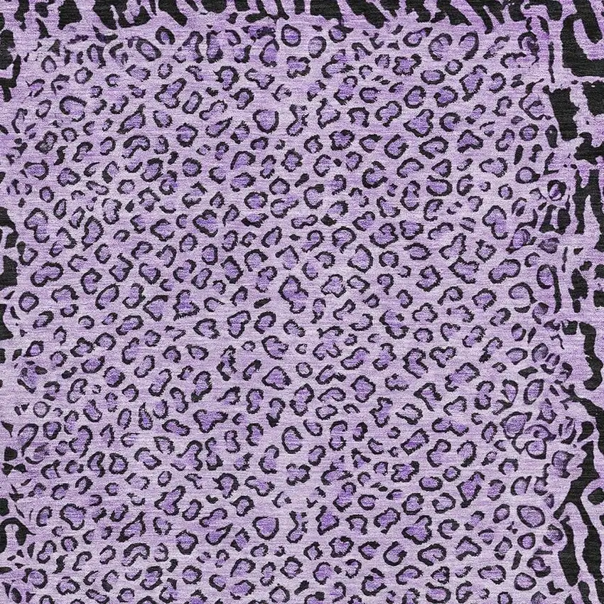 Purple And Black Animal Print Washable Area Rug With UV Protection Photo 2