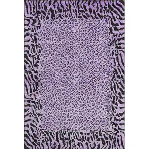 Photo of Purple And Black Animal Print Washable Area Rug With UV Protection