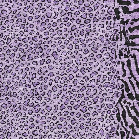 Purple And Black Animal Print Washable Area Rug With UV Protection Photo 2