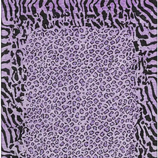 Purple And Black Animal Print Washable Area Rug With UV Protection Photo 3