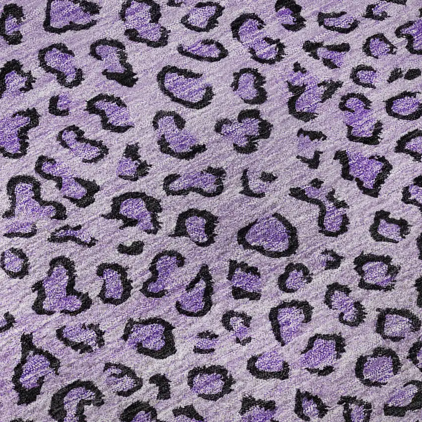 Purple And Black Animal Print Washable Area Rug With UV Protection Photo 9