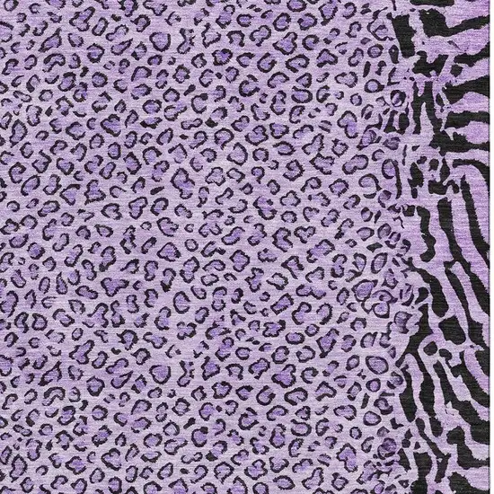 Purple And Black Animal Print Washable Area Rug With UV Protection Photo 2