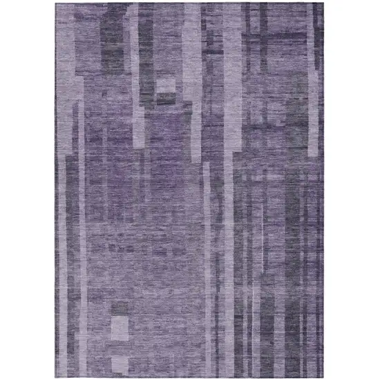 Purple And Black Striped Washable Indoor Outdoor Area Rug Photo 6