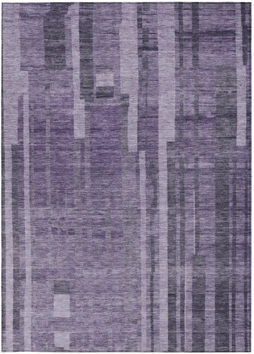 Purple And Black Striped Washable Indoor Outdoor Area Rug Photo 6