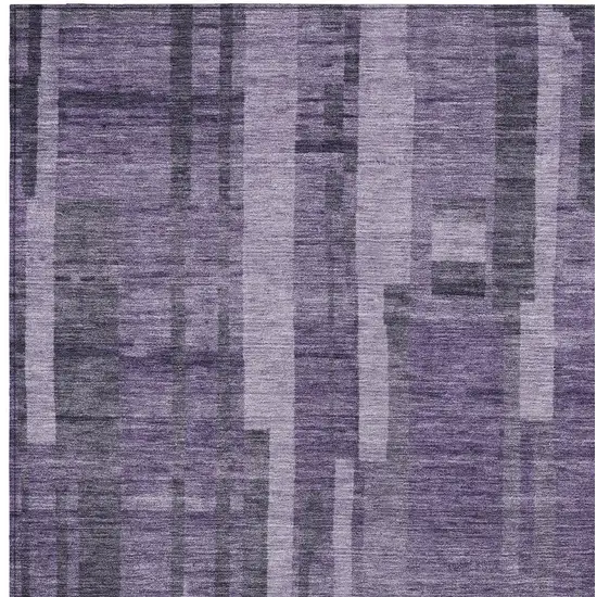 Purple And Black Striped Washable Indoor Outdoor Area Rug Photo 5