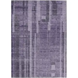 Photo of Purple And Black Striped Washable Indoor Outdoor Area Rug