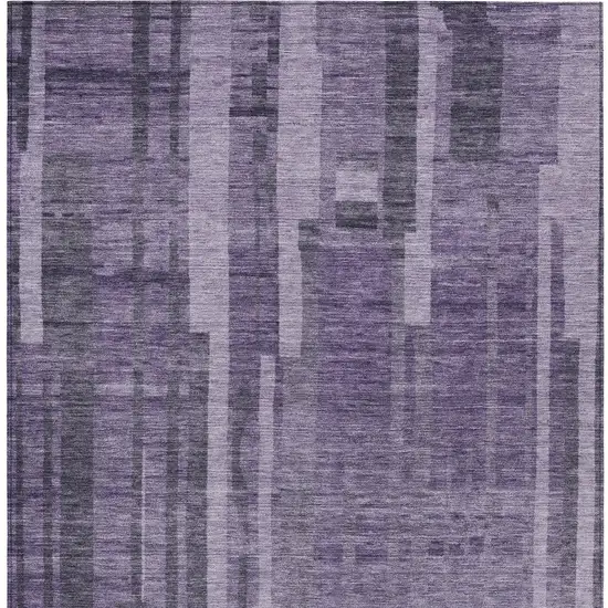 Purple And Black Striped Washable Indoor Outdoor Area Rug Photo 5
