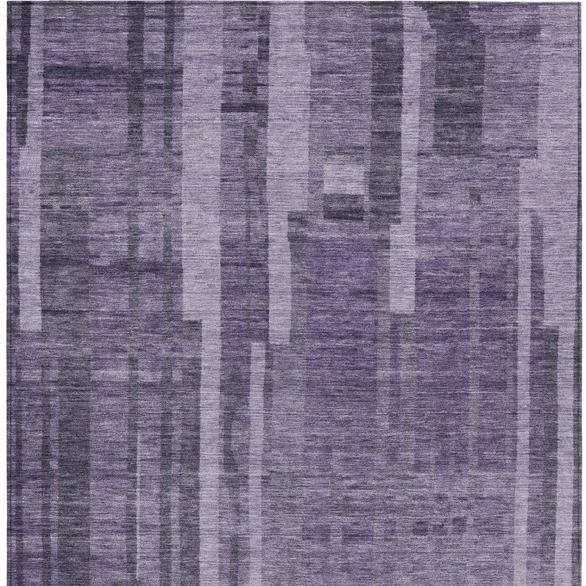Purple And Black Striped Washable Indoor Outdoor Area Rug Photo 5