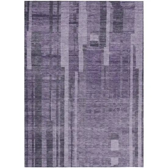 Purple And Black Striped Washable Indoor Outdoor Area Rug Photo 2