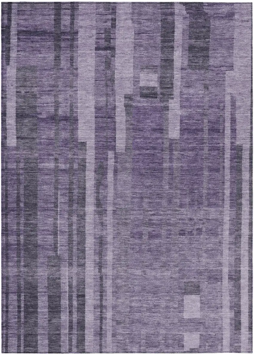 Purple And Black Striped Washable Indoor Outdoor Area Rug Photo 2