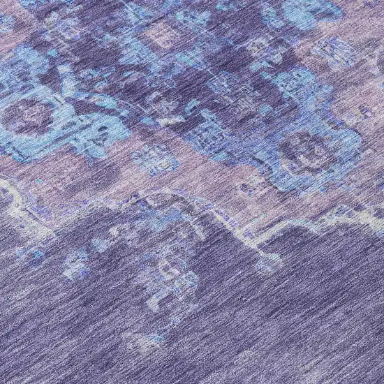 Purple And Blue Medallion Washable Indoor Outdoor Area Rug Photo 7