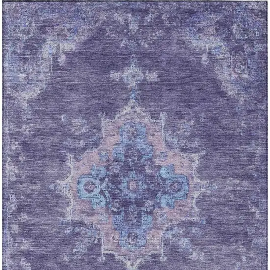 Purple And Blue Medallion Washable Indoor Outdoor Area Rug Photo 4