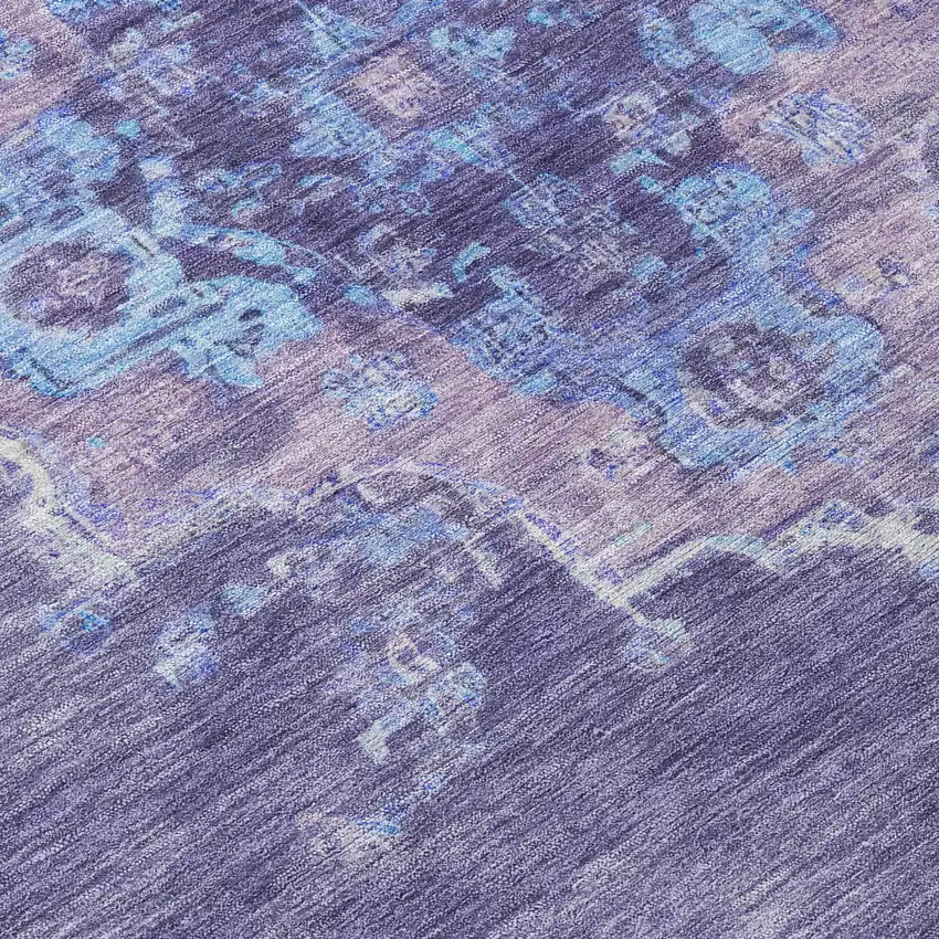 Purple And Blue Medallion Washable Indoor Outdoor Area Rug Photo 7