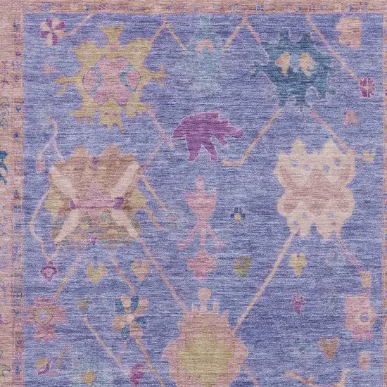 Purple And Blue Oriental Washable Area Rug With UV Protection Photo 3
