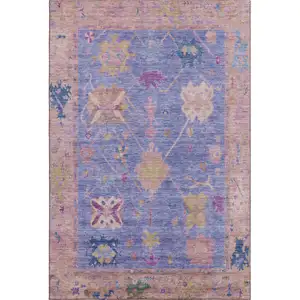 Photo of Purple And Blue Oriental Washable Area Rug With UV Protection