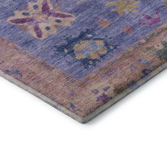 Purple And Blue Oriental Washable Area Rug With UV Protection Photo 7