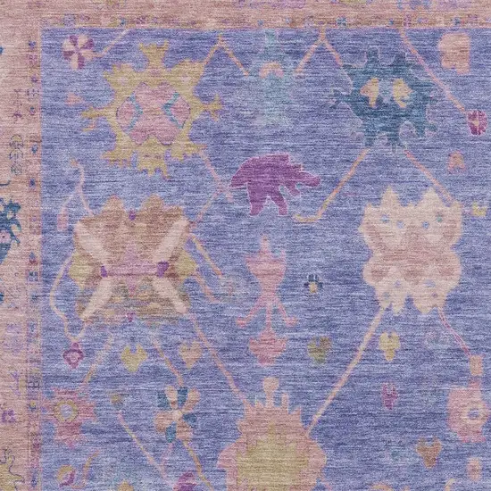 Purple And Blue Oriental Washable Area Rug With UV Protection Photo 3