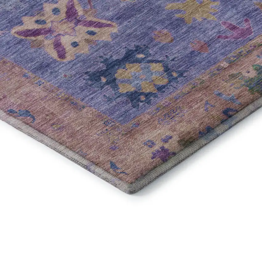 Purple And Blue Oriental Washable Area Rug With UV Protection Photo 8