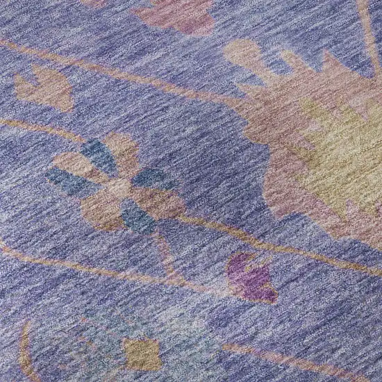 Purple And Blue Oriental Washable Area Rug With UV Protection Photo 9