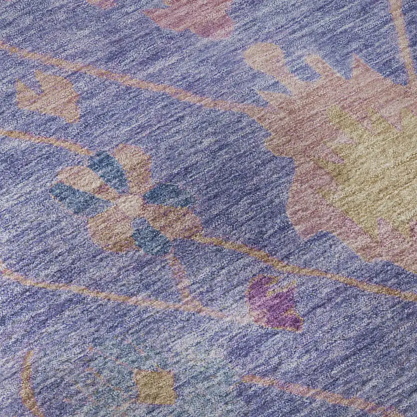 Purple And Blue Oriental Washable Area Rug With UV Protection Photo 9