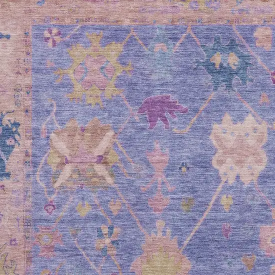 Purple And Blue Oriental Washable Area Rug With UV Protection Photo 4