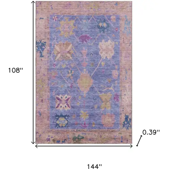 Purple And Blue Oriental Washable Area Rug With UV Protection Photo 9